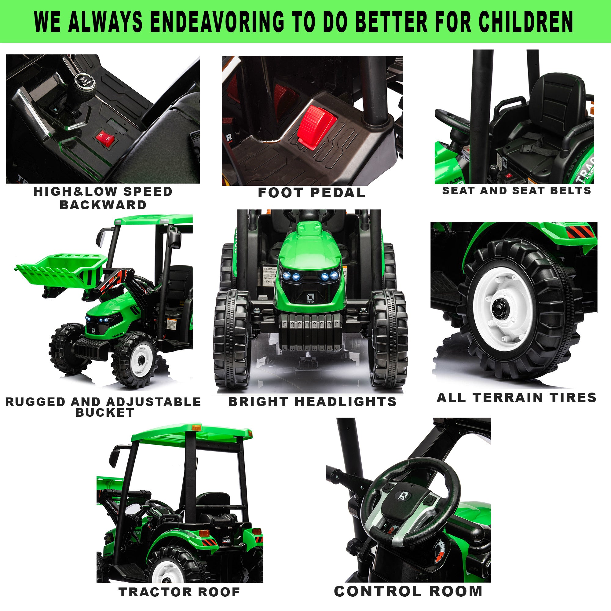 Kidsera 24V Kids Ride on Tractor 3 IN 1 (option）