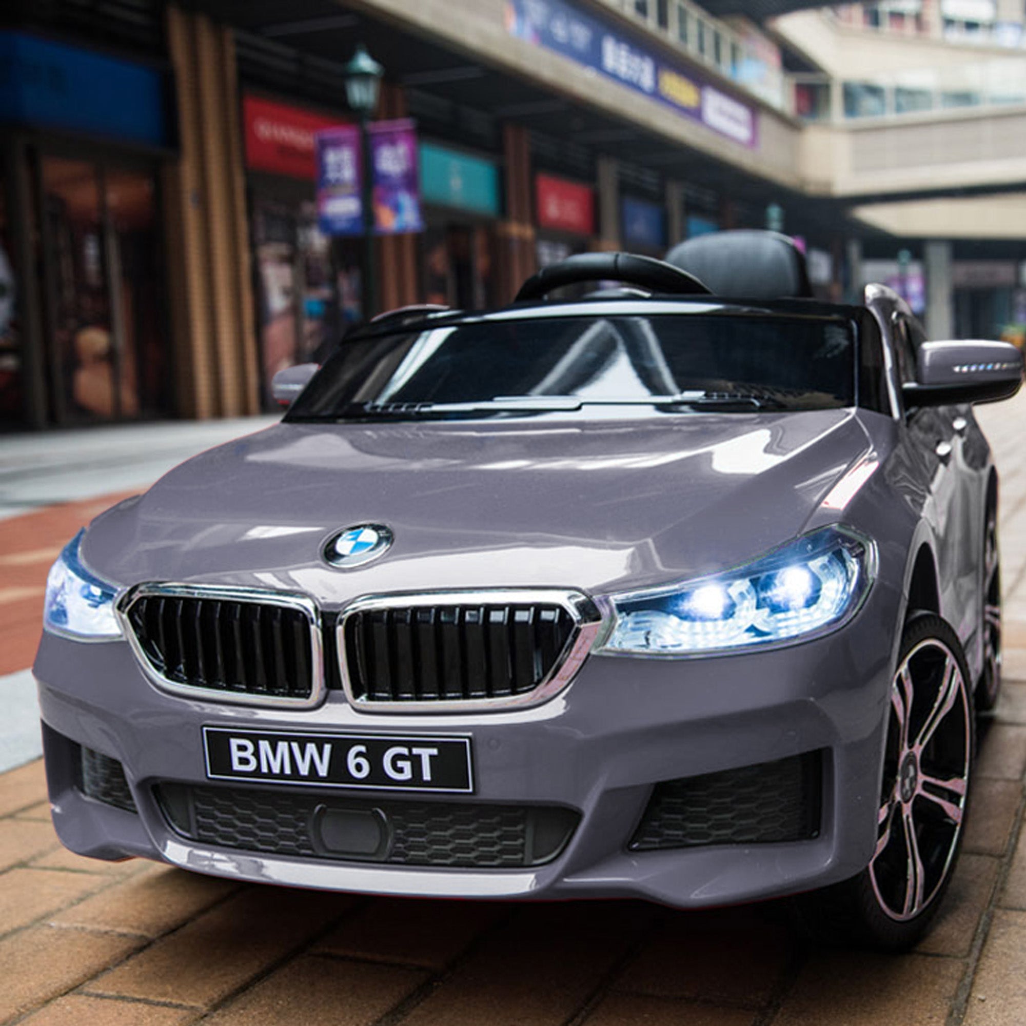 Kidsera BMW GT6 12V Kids Ride On Car, Licensed Electric Car for Kids, Battery Powered 4-Wheel Electric Vehicle with LED Light, Horn, Spring Suspension, 2 Speed, Ride On Toy for Kids Gril & Boys