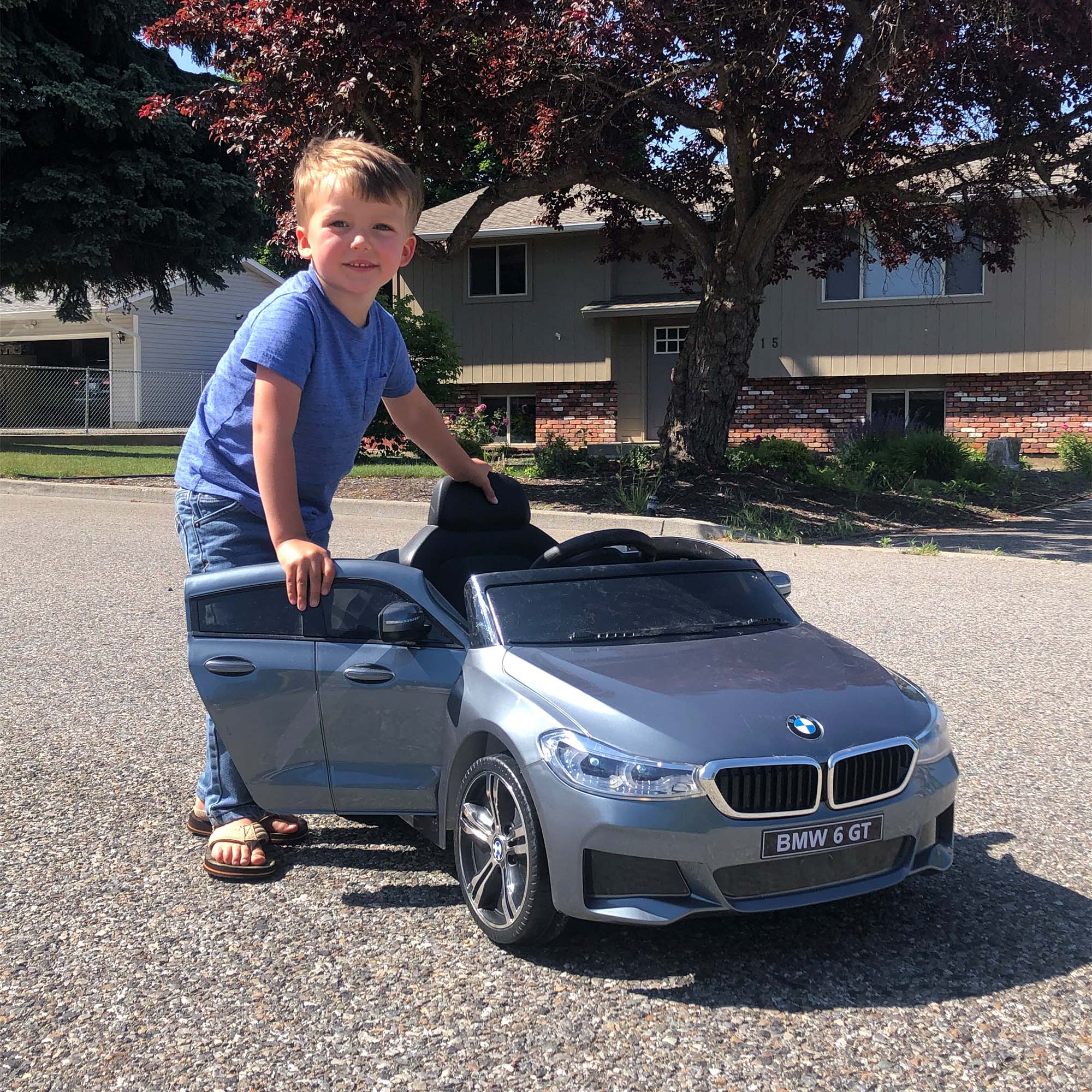 Kidsera BMW GT6 12V Kids Ride On Car, Licensed Electric Car for Kids, Battery Powered 4-Wheel Electric Vehicle with LED Light, Horn, Spring Suspension, 2 Speed, Ride On Toy for Kids Gril & Boys 