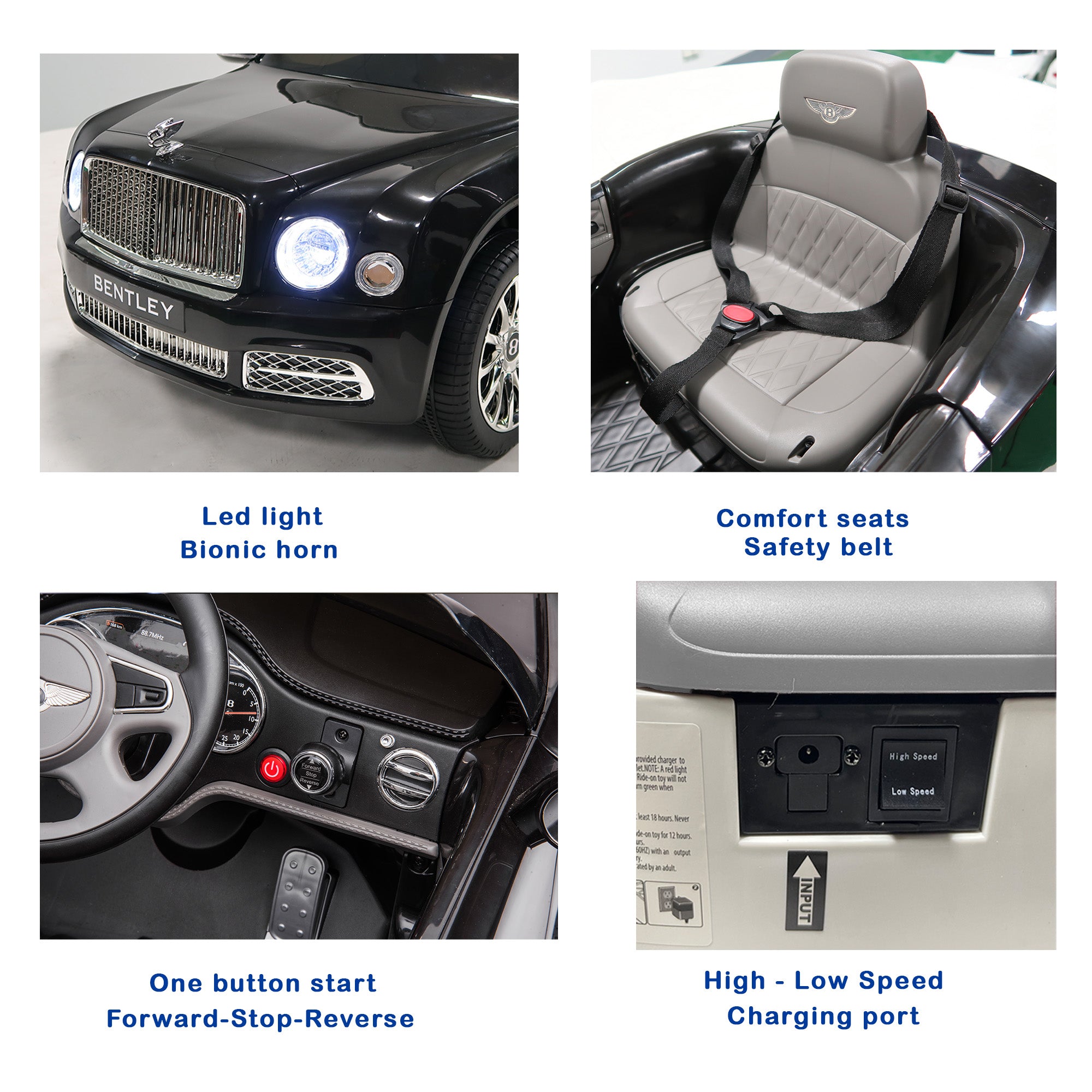 Kidsera Kids Ride On Car, Licensed Bentley Mulsanne Electric Car for Kids 12V Battery Powered Electric Vehicle with LED Light, Toddler Ride On 4-Wheel Toys for Boys and Girls