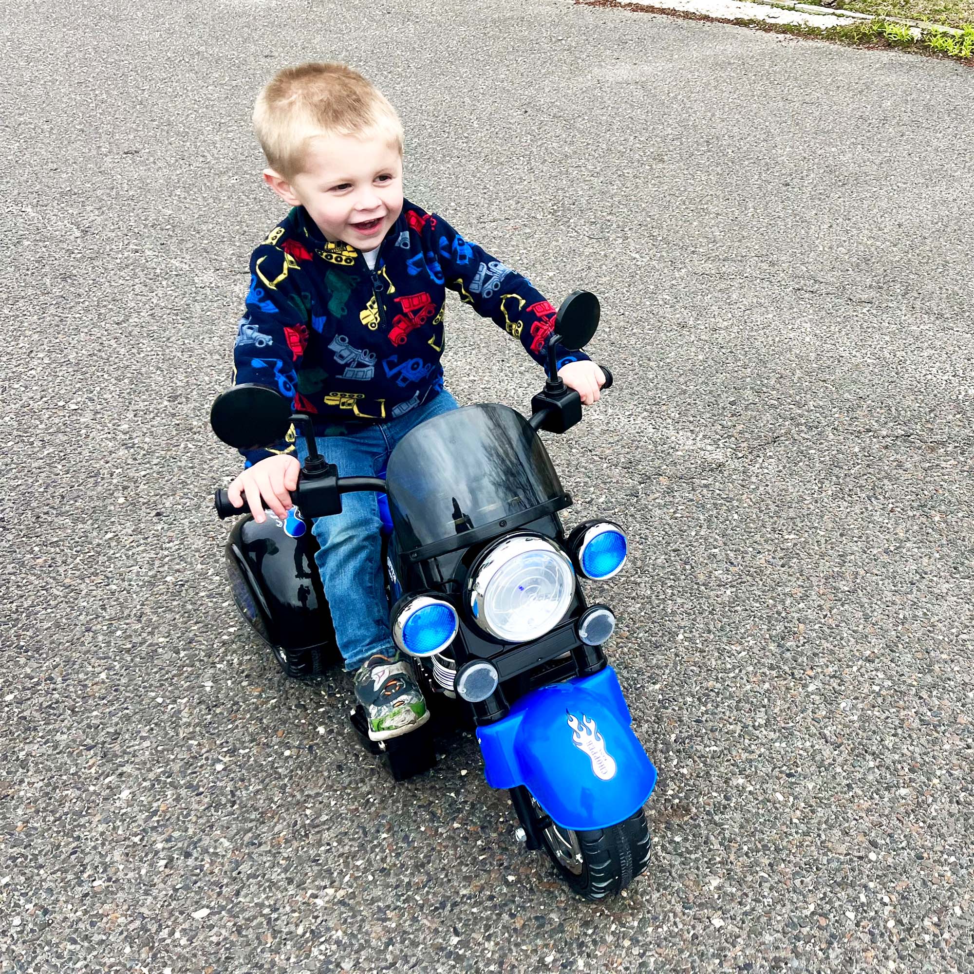 Blue ride on motorcycle kids